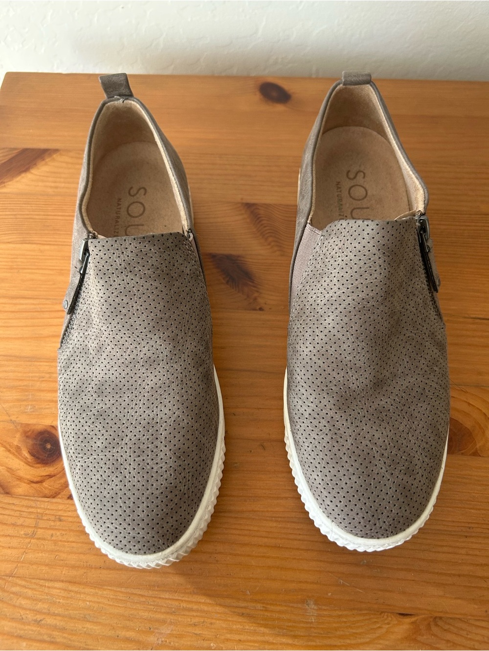 SOUL Naturalizer Women's Taupe Perforated Slip-On Loafers